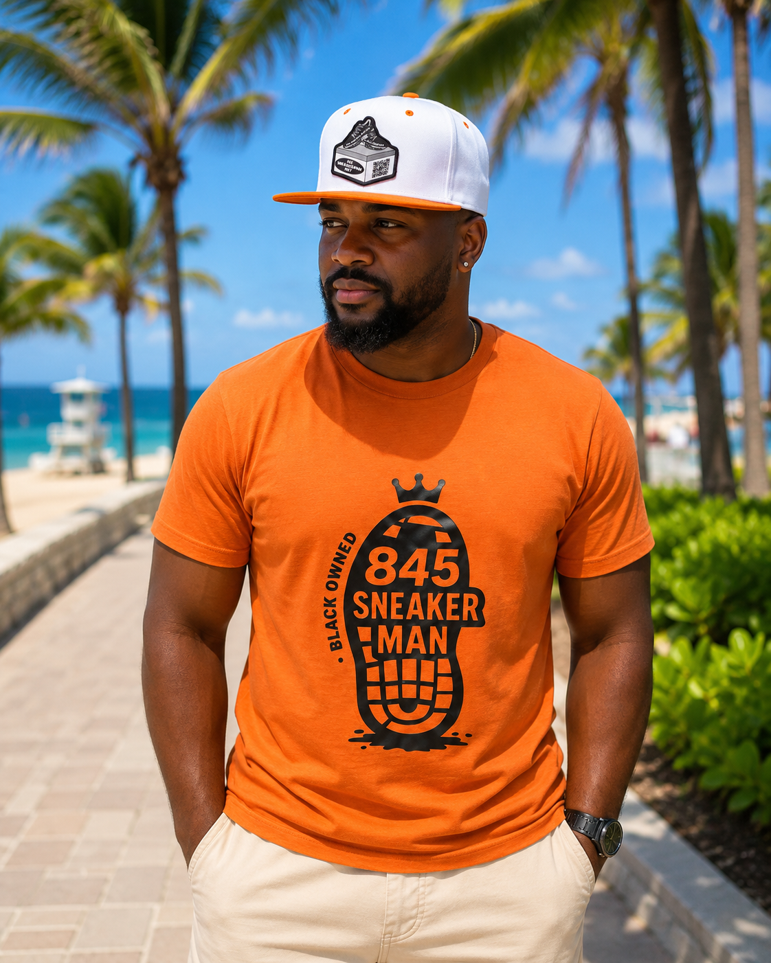 Black Owned Bootprint Tee — Orange